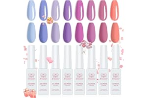 Arousar Gel Polish,8 Colors Orange Pink Purple Starter Kit,Fall Thanksgiving Day All Seasons Neutral Brown Soak Off Nail Gel Polish Set,Quick Dry Nail Lamp Manicure Art,DIY Salon Home Gift