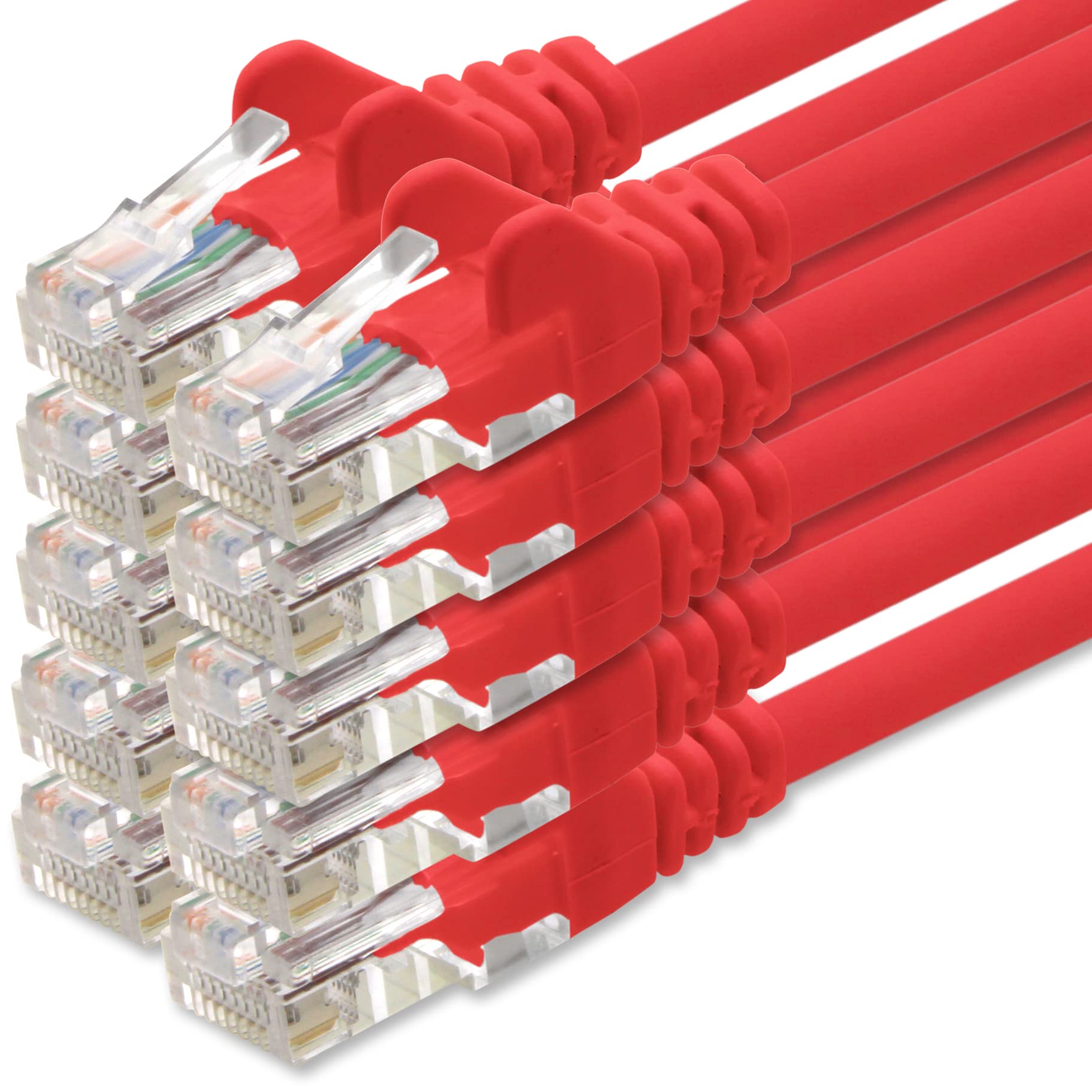 1aTTack.de Network cable Cat.6 - red - 10x - 2m - (set) - CAT6 Ethernet cable Lanka cable 1000 Mbits patch cable