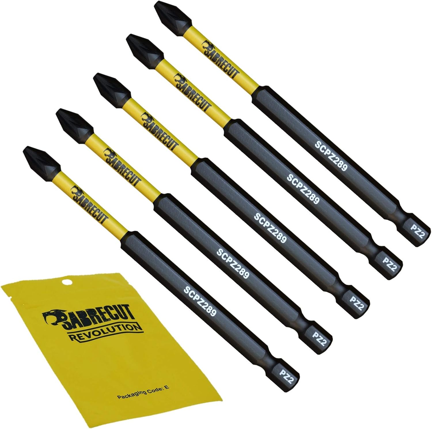 5 x SabreCut SCPZ289_5 89mm PZ2 Magnetic Impact Screwdriver Driver Bits Set Pozi Pozidriv Heavy Duty, 1/4 inches