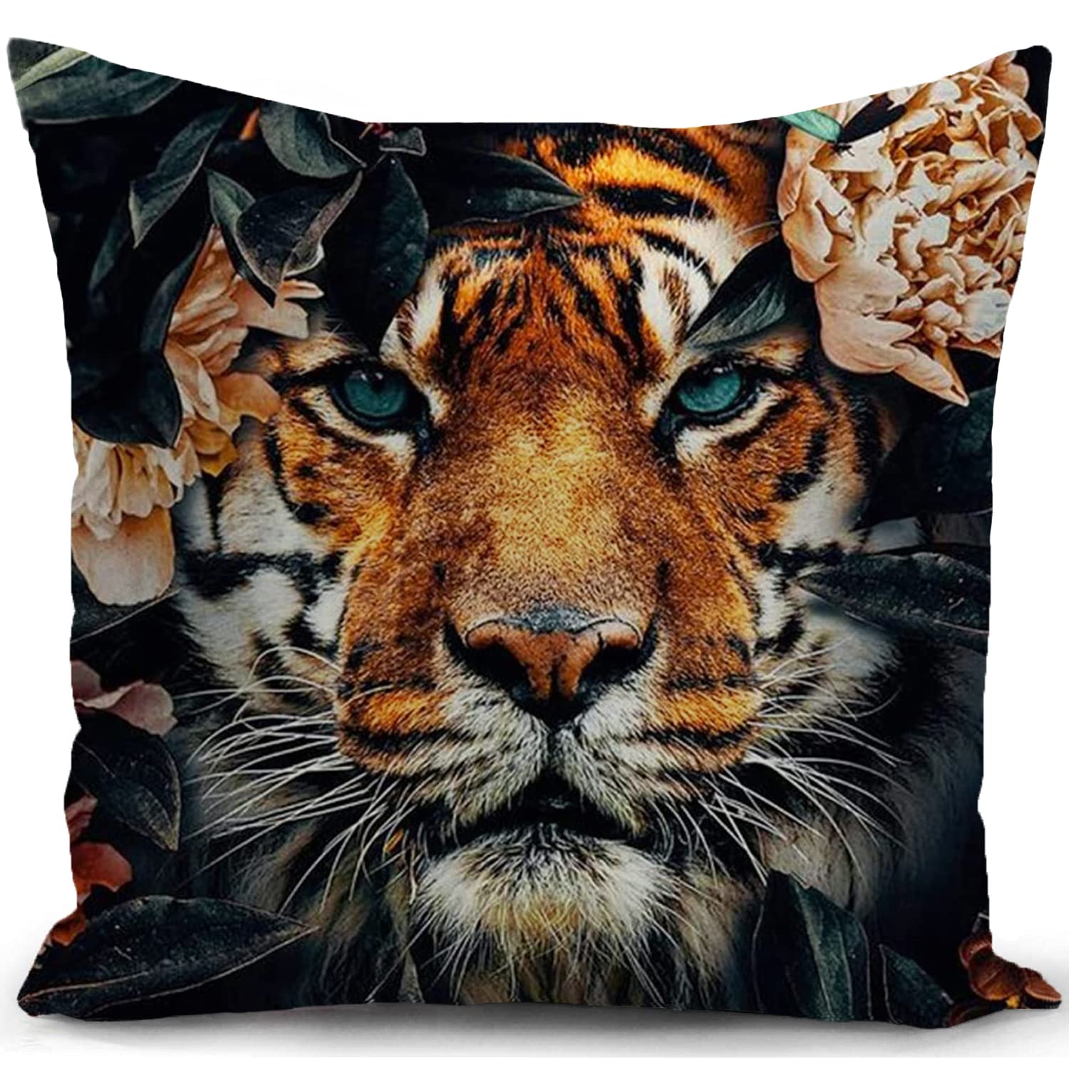 HUASHUZI Tiger Cushion Cover Decorations Pillow Cover Tiger Gifts Ornaments Home Decor for Livingroom Couch Sofa Throw Case 18"x18"(45x45cm)