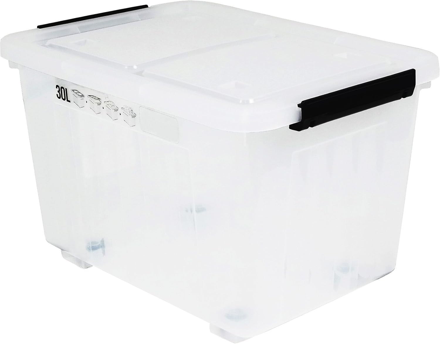 Ave Clear Storage Containers with Lid and Wheels, 30 quart