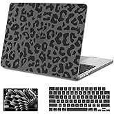 AKIT Compatible with MacBook Air 13 inch Case 2026 2025 2024-2022 M4 M3 M2 A3240 A3113 A2681, Pattern Hard Shell Laptop Case+Screen Protector+Keyboard Cover for MacBook Air 13.6 inch, Black Leopard