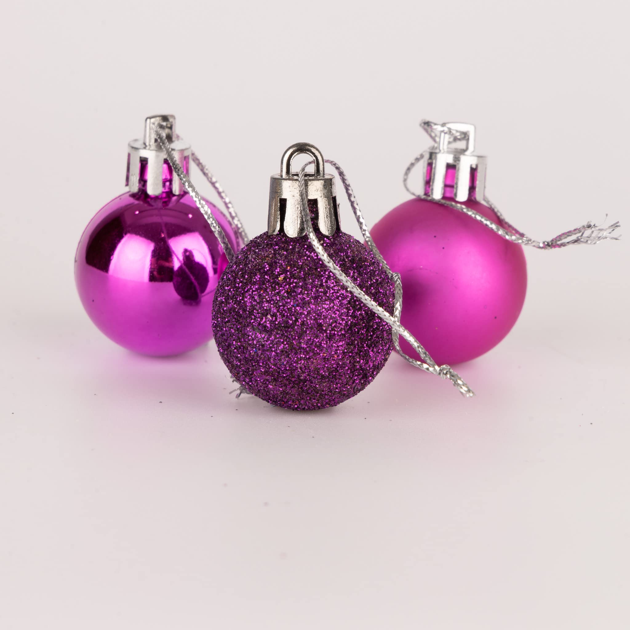 30mm/12Pcs Christmas Baubles Shatterproof Purple, Christmas Tree Decorations Ball Ornaments Balls Xmas Hanging Decorations Holiday Decor - Shiny,Matte,Glitter
