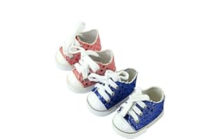 American Fashion World Blue and Pink Sequin Sneakers for 18-Inch Dolls | Premium Quality & Trendy Design | Dolls Shoes | Shoe Fashion for Dolls for Popular Brands