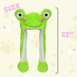 Bubblepompom Frog Hat with Ears Moving Jumping Pop