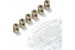 Jeanoko Nuts Cross Dowels, 30pcs M6 Furniture Bolts Cross Dowel Cabinet Connectors Slotted Furniture Nut Embedded Nuts Fasten