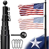 Heavy Duty Flag Pole Telescoping Freedom Edition 20 FT 12 Gauge Extra Thick Aluminum Flag Pole Holder for Outside House Outdoor Metal Flag Pole Kit