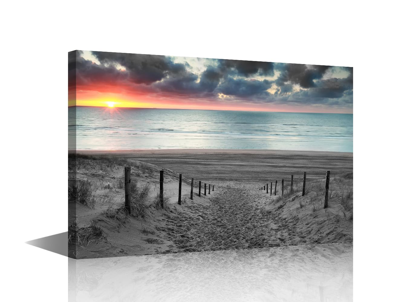 TISHIRON Wall Art Decor Black and White Canvas Print Picture Sunset Scenery Modern Painting Artwork for Office Wall Decor Home Decoration Stretched and Framed Ready to Hang 16x24inch