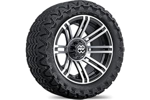 PROFORMX INNOVATION RE-IMAGINED ProFormX Avenger 14" Golf Cart Wheels and Tires Combo Package - Set of Four 23x10x14 A.T. Off-road Tire on 14x7 Machine/Black Rim. Fits Club Car, EZGO and Yamaha LIFTED Carts w/Caps & Lugs
