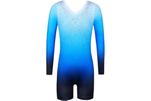 BAOHULU Gymnastics Leotards for Toddler Girls Long Sleeve Sparkle Stripes Tank Biketards Dance Unitards