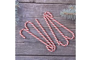 Zsail Christmas Candy Canes 32pcs Candy Canes Plastic Christmas Tree Hanging Ornaments with Approx 11yard Cord (red-5.1inch)
