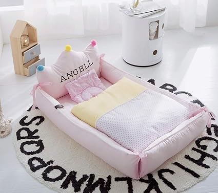 Amazon Oa 9 ベビー布団 ベッドインベッド 王冠型 防水シーツ付き 布団セット 枕付き 掛け布団付き ベッドガード 取り外し 洗える可能 おむつ換え ピンク 掛け布団付き 乳幼児用ベッド ベビー マタニティ 通販