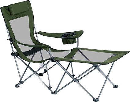 reclining folding chair with footrest