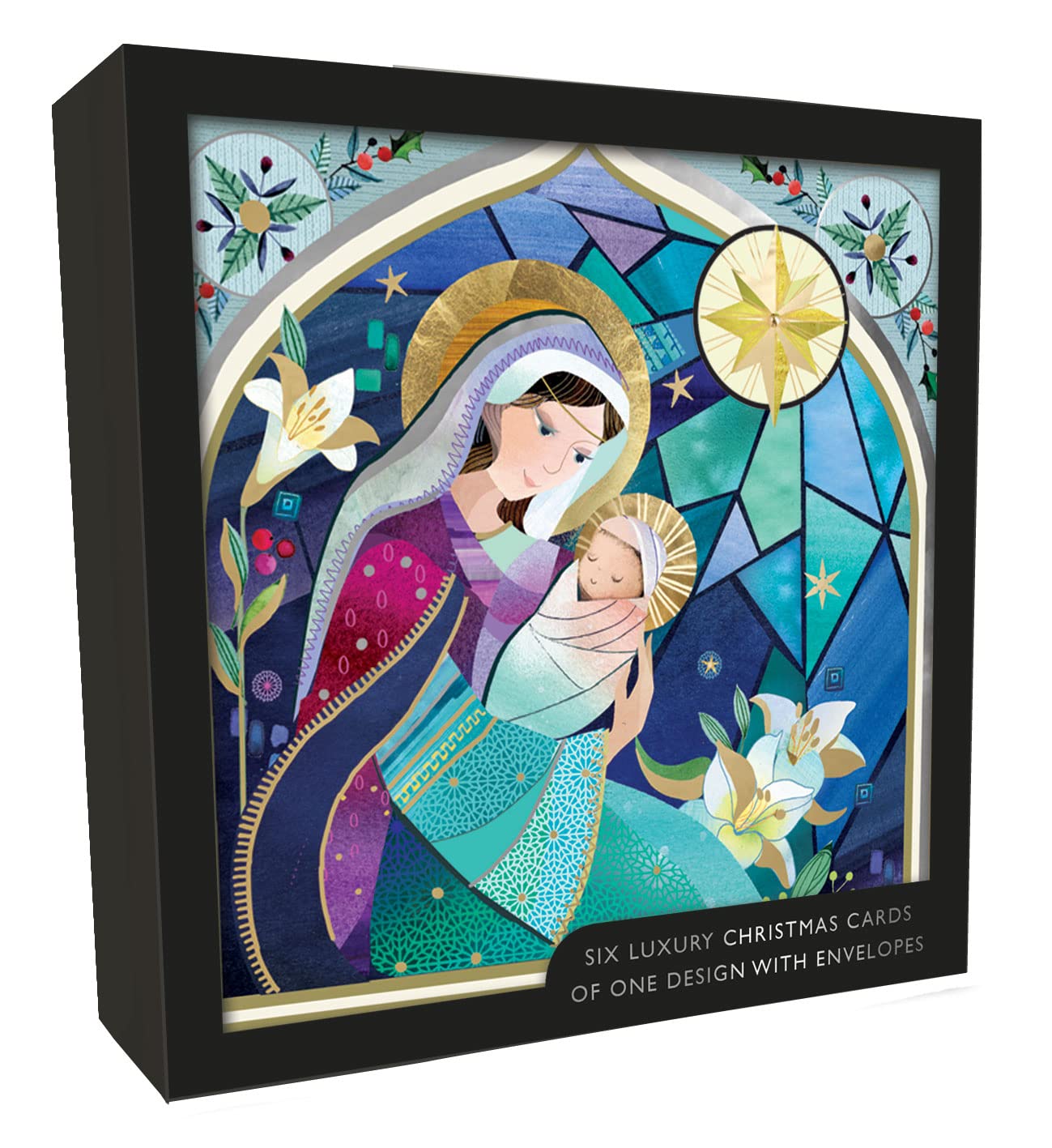 SecondNature Box of 6 Mary & Baby Luxury Hand-Finished Christmas Cards Card Boxes XLSB057