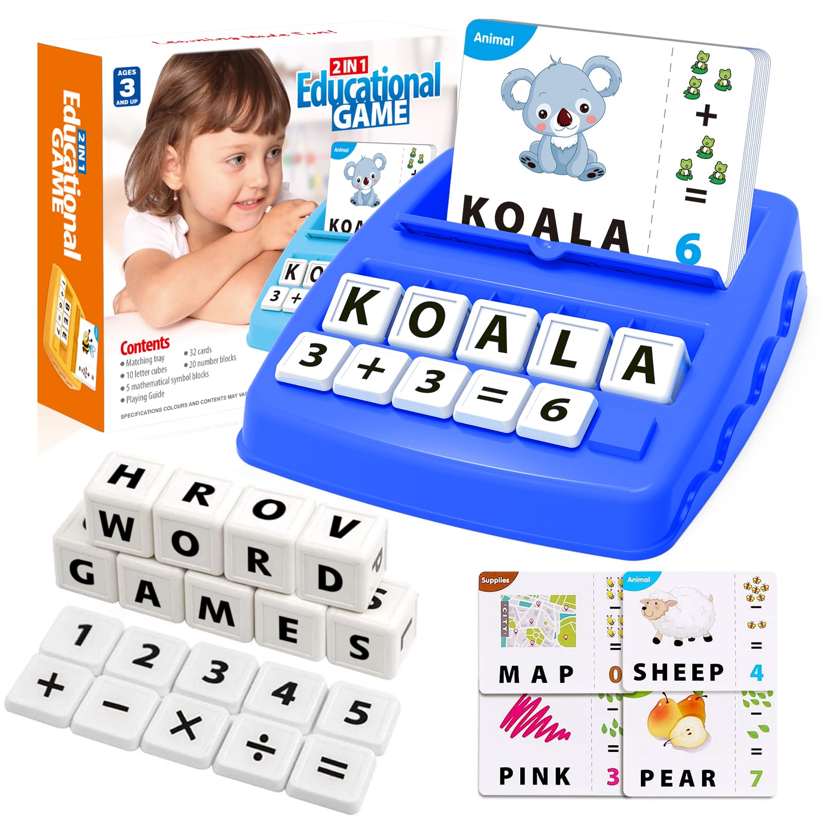 Pup Go Match and Spell Alphabet, Letter Game, Spelling Word Games, Educational Early Learning Toys for 3 4 5 6 7 8 Year Old Kids, Pre School Toys Match and Spell Phonics Gifts for Boys Girls (Blue)