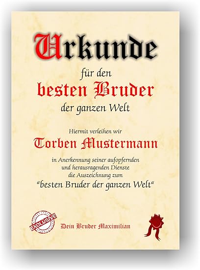 Idee Regalo Natale Fratello.Certificato Per Il Migliore Fratello Tutto Il Mondo Certificato Di Regalo Per Il Fratello Compleanno Idea Regalo Natale Pasqua Name Stag Amazon It Cancelleria E Prodotti Per Ufficio