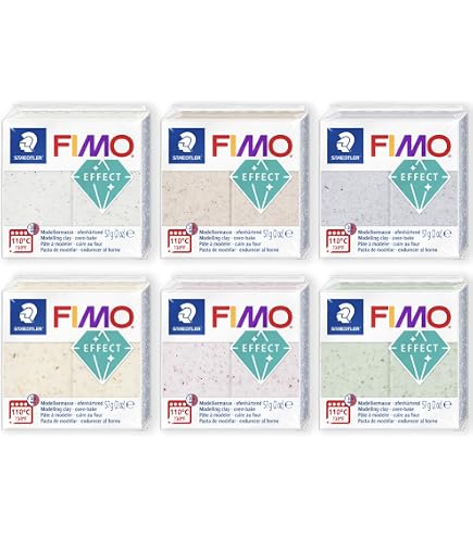 FIMO Effect Set 6 Colori Trasparenti: Argilla Polimerica Per Forno, 57g L'uno, Effetto Lucido E Profondo
