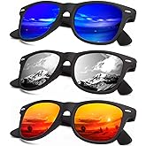 KALIYADI Polarized Sunglasses for Men and Women Matte Finish Sun glasses Color Mirror Lens UV Blocking (3 Pack)