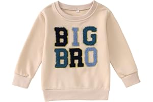 SOFEON Big Brother Sweatshirt Toddler Boy Big Bro Chenille Patch Embroidered Pullover Announcement Long Sleeve Shirt Fall Tops