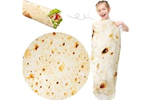 Acteb Burrito Tortilla Blanket Gifts for Kids Teens 60in, 300GSM Double Sided Print Novelty Soft Flannel Wrap Round Throw Blankets Home Decor Food Taco