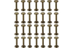 PATIKIL 25 Sets Chicago Screws, 20mm L Chicago Screw Slotted Binding Post Screw Bolts Rivets Brass Fasteners Connectors for Leather Belt Scrapbook Photo Albums, Bronze