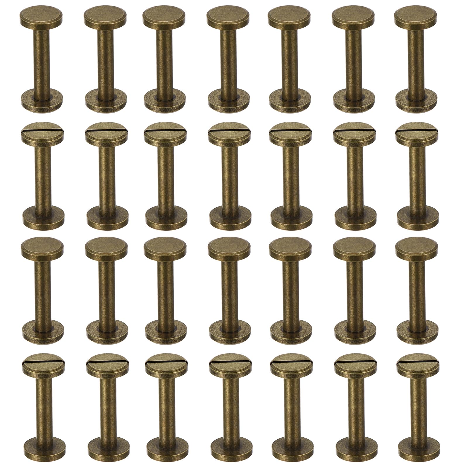 Photo 1 of PATIKIL 25 Sets Chicago Screws, 25mm L Chicago Screw Slotted Binding Post Screw Bolts Rivets Brass Fasteners Connectors for Leather Belt Scrapbook Photo Albums, Bronze