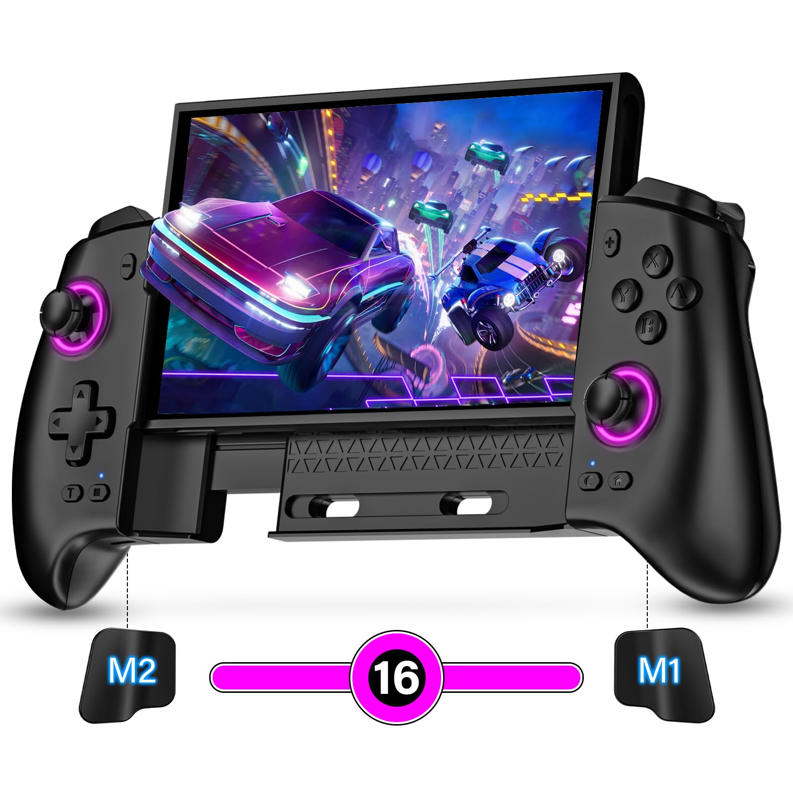 Switch Controller for Nintendo Switch/OLED/Switch 2, Switch Controllers with 16 LED Light Color, Hall Effect One-Piece Joypad Switch Pro Controller, Switch Controller with Turbo & Dual Motor Vibration
