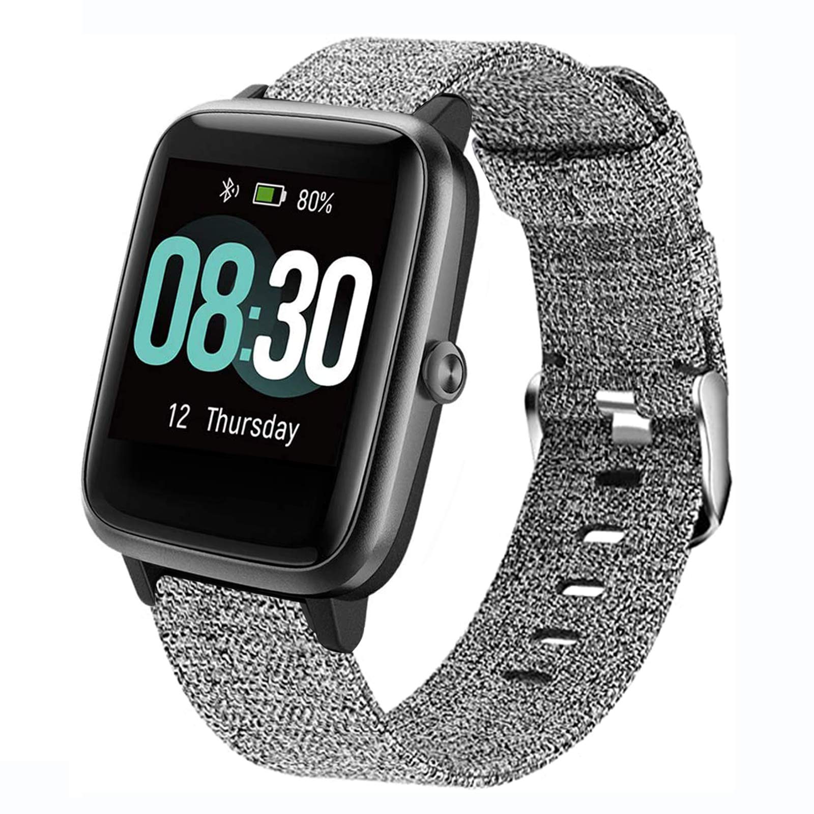 Compatible with UMIDIGI Smart Watch Uwatch3, Large Small Soft Woven Fabric Breathable Accessories Strap Replacement Wristband Women Men Compatible for UMIDIGI Uwatch3/UMIDIGI UFit/Uwatch GT (Gray)