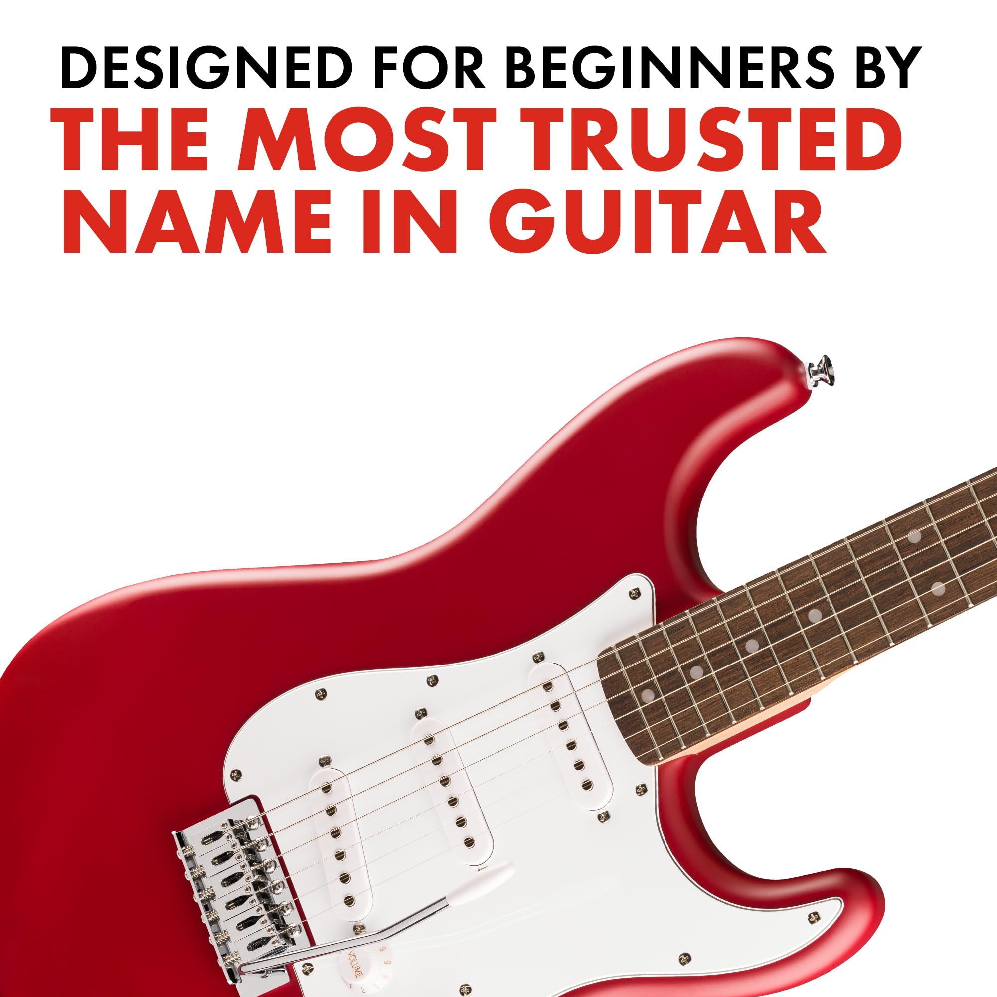 Guitarra eléctrica Fender Squier Debut Series Stratocaster, guitarra para principiantes, con garantía de 2 años, incluye lecciones gratuitas, rojo Dakota con acabado mate