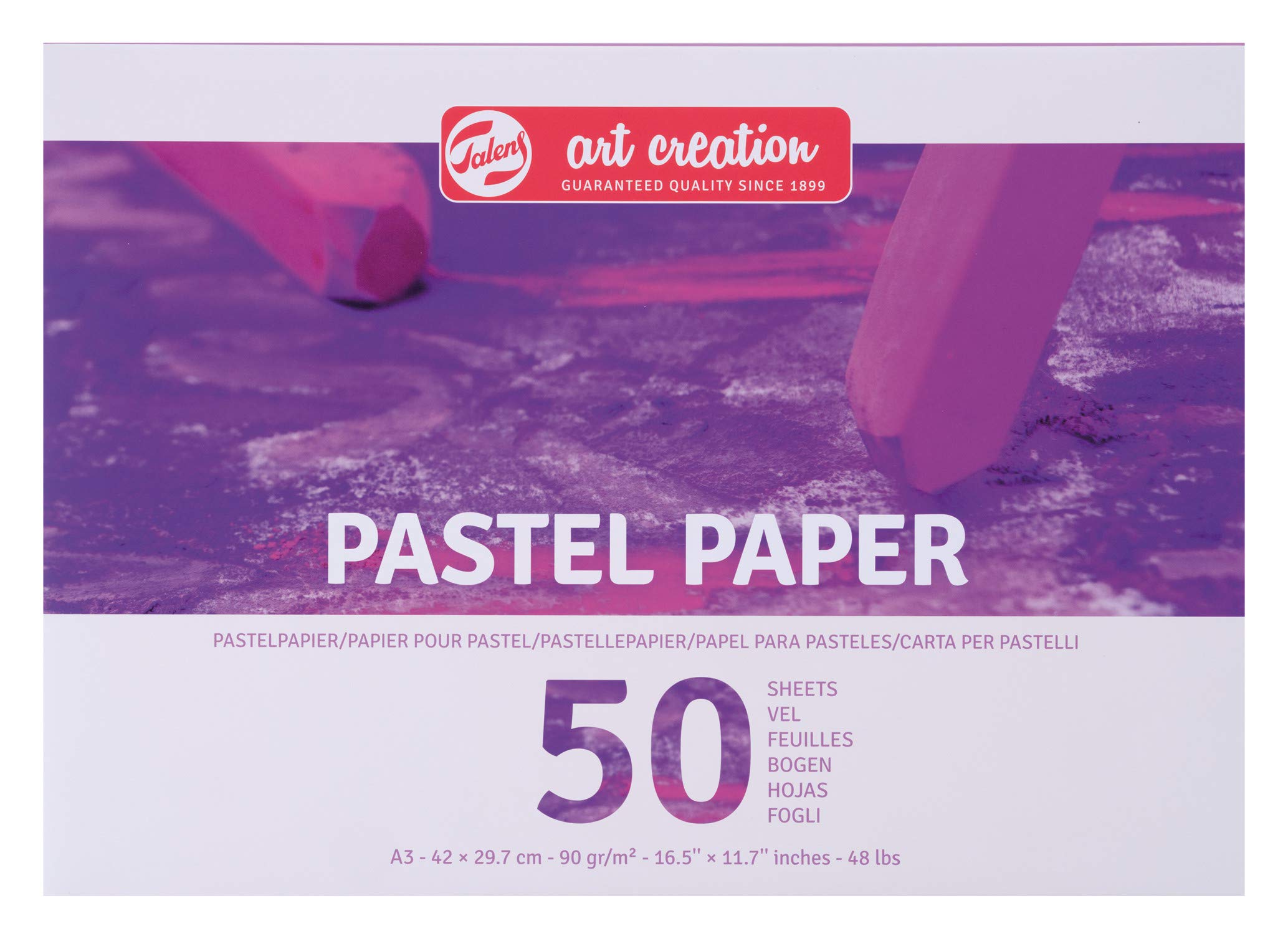 Talens Art Creation Pastel Paper Pad - A3 Size 42x29.7 cm - 90 g/m² - 50 Sheets - Perfect for Pastel Drawings - Glue Bound for Easy Removal