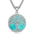 Turquoise Jewelry for Women Men 925 Sterling Silver Pendant Urn Necklaces for Ashes Picture Locket Necklace Thor Hammer Yggdrasil Virgen De Guadalupe St Michael Christopher Judas Witches Knot Necklace