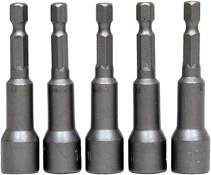 BRUSH HOUSE 10 mm Hexagon Magnetic Nut Driver Bit Set 65 mm Long