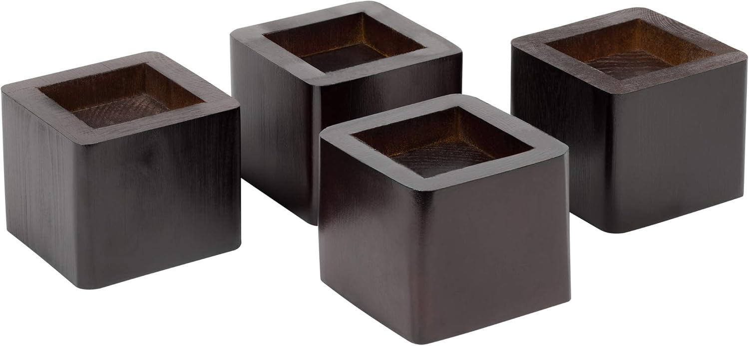 Richards Homewares Wooden Adjustable Lifters – 2.75 inch Furniture Riser Lifts – Heavy Duty 1300 lbs. Capacity for Beds, Couch, Desk, Table, etc Set of 4, Espresso Wood (Pack of 4): Home & Kitchen