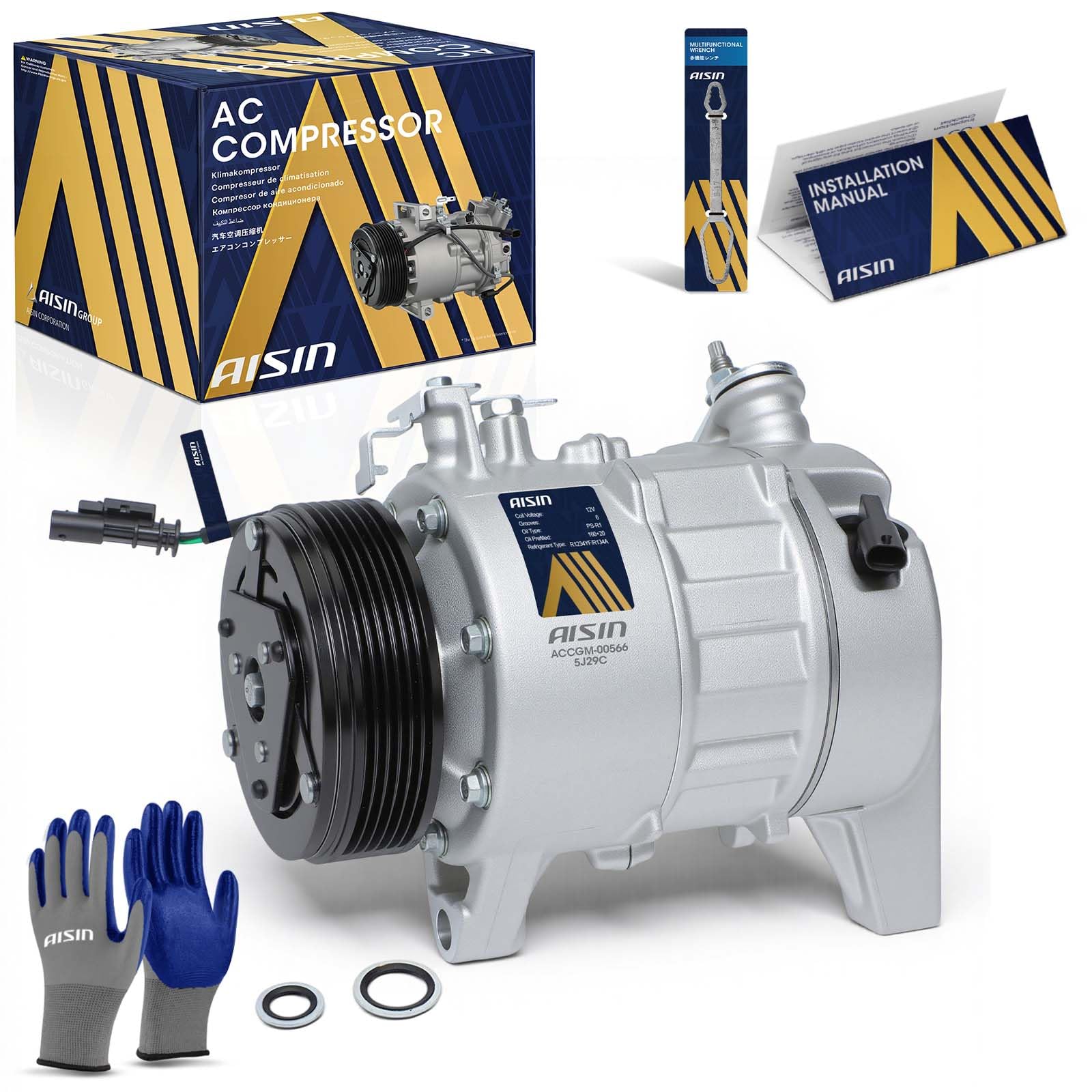 View 1 of ***LIKE NEW/OPEN BOX***
AISIN AFTERMARKET ACCGM-00566 Air Conditioner AC Compressor - Compatible with Chevrolet Traverse Buick Enclave 2013-2022, GMC Acadia Cadillac XTS 2013-2019, Acadia Limited 2017