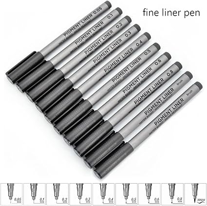 Lot De 10 Feutres à Pigment à Pointe Fine Pour Dessin