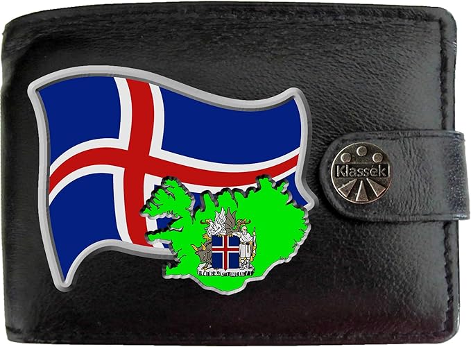 Islande Drapeau Carte Armoiries Klassek Portefeuille Homme Vrai Cuir Noir Rfid Blocage Poche A Monnaie Avec Boite En Metal Amazon Fr Bagages