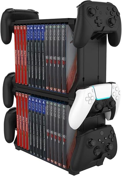Amazon Co Jp Ps5用ゲームストレージ収納ラック 卓上ラック コントローラーオーガナイザー 耐摩耗性 耐落下性 耐久性 タワーゲーム ディスクラック スペース節約 For Ps5 Ps4 For Xbox For Xbox One Ns対応 29x8 5x12 5cm ゲーム