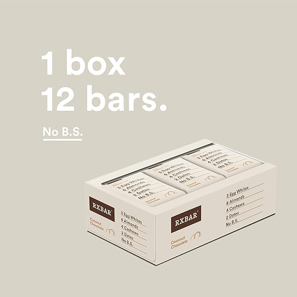 RXBAR, COCONUT CHOCOLATE, PROTEIN BAR, 1.83 OUNCE (PACK OF 12), HIGH PROTEIN SNACK, GLUTEN FREE