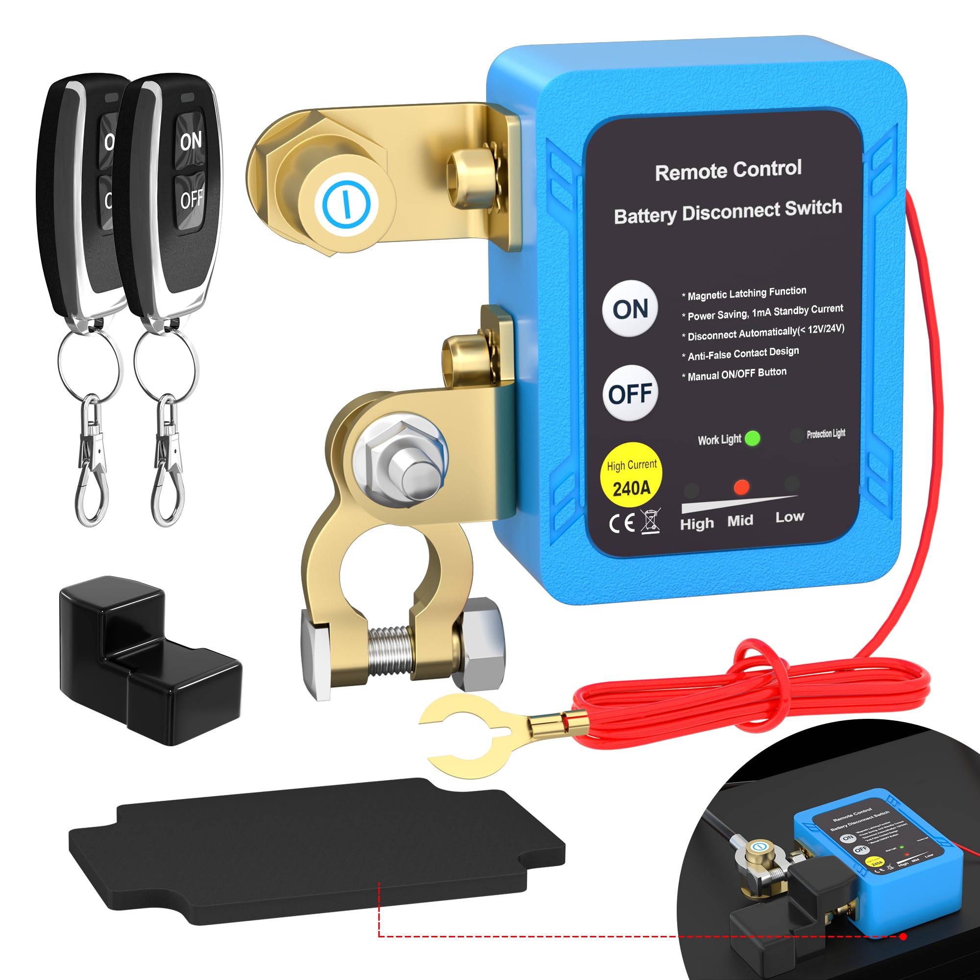 Photo 1 of RVBOATPAT Kill Switch 12V 240A Remote Battery Disconnect Switch Automatic Power Shut Off Switch Remote Control Switchs for Auto Car Truck Boat