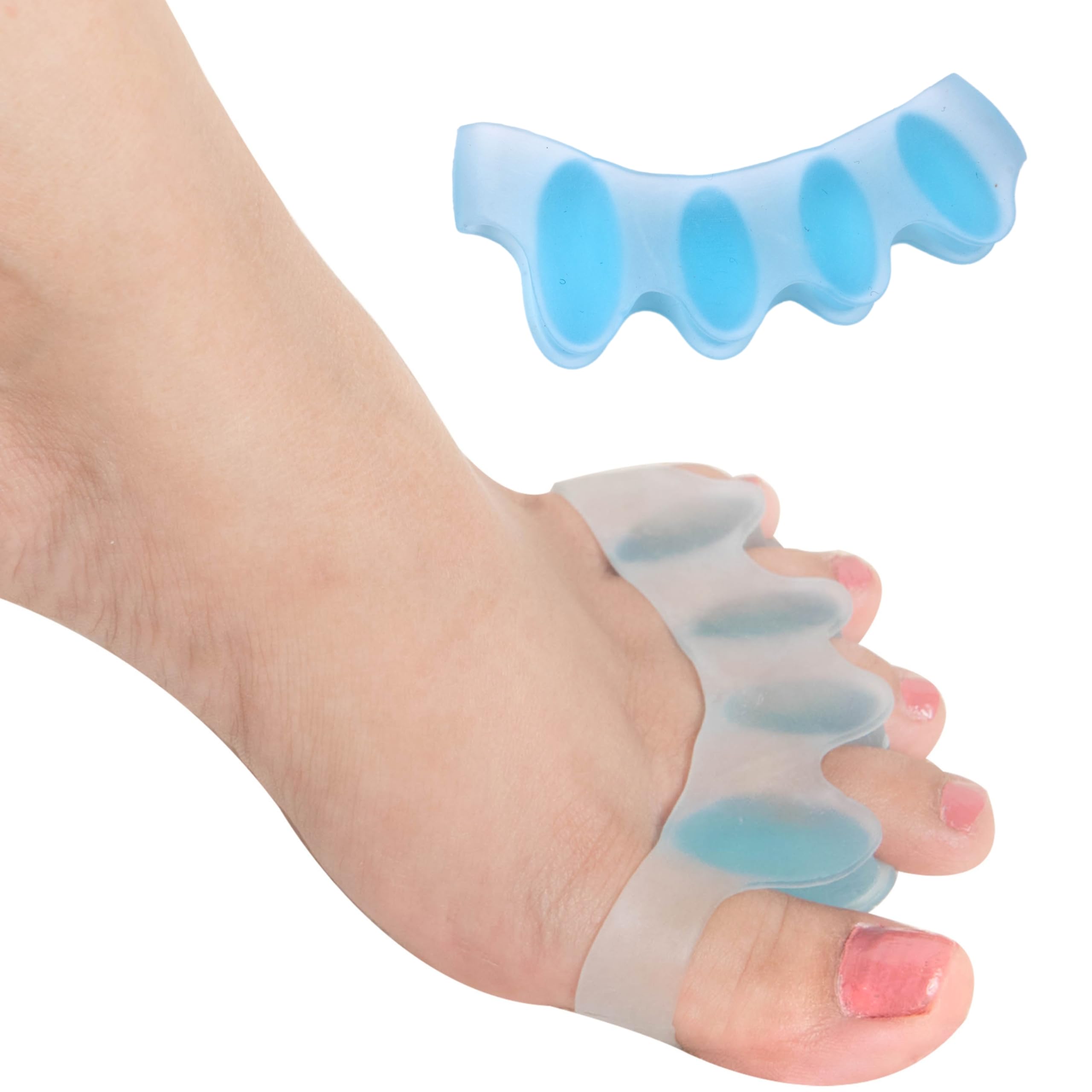 Wonder Care Silicone Toe Separator For Feet Gel Toe Pads Toe Big Toe Corrector Bunion Toe Straightener Yoga Toe Stretcher Hammer Toe Bunion Blue pair of 3