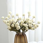 Neabuler 10pcs Faux White Kiku Flowers, 5 Heads Each Stem & 4 Branches Eucalyptus Stems, Artificial Small Mini Chrysanthemum Flowers for Aesthetic Room Decor, Floral Arrangements Centerpiece