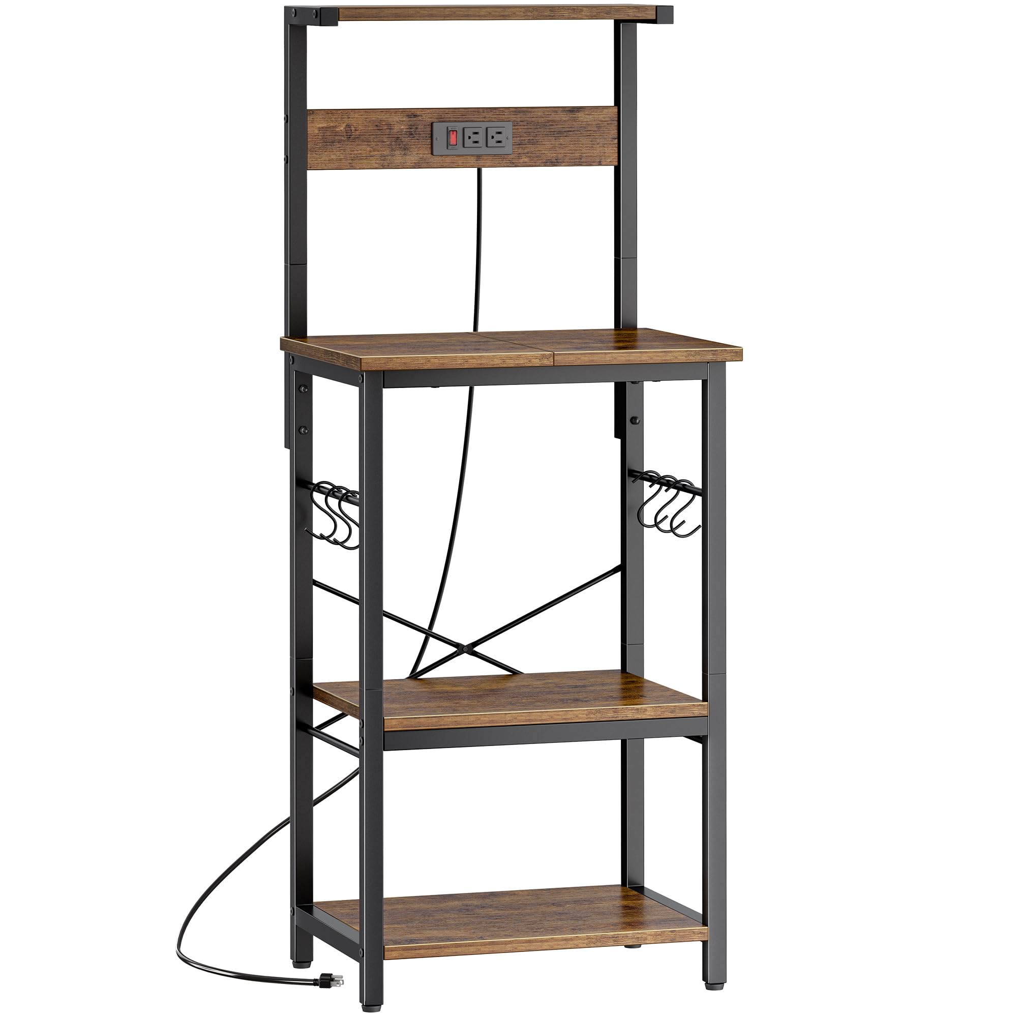 SUPERJARE 4 Tier Bakers Rack with Power