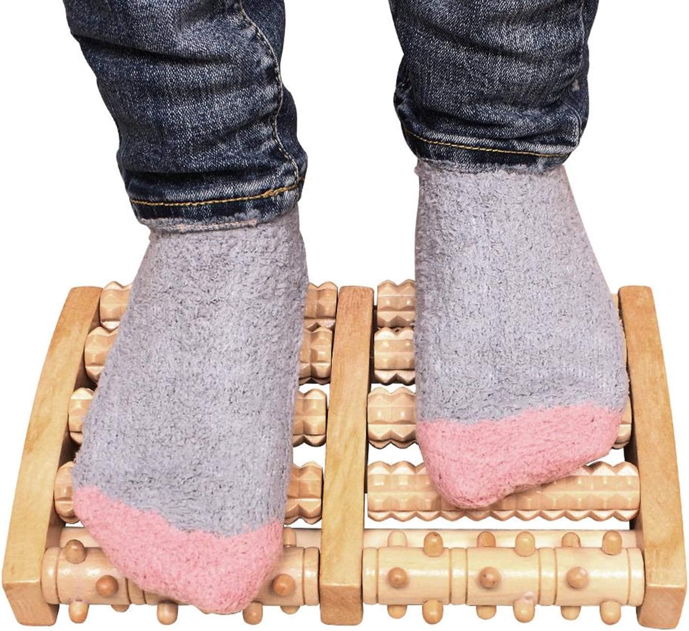 Wood Foot Massager Roller, Dual Foot Massage Roller for Relief Tired Feet, Pain and Plantar Fasciitis, Massage Tools for Women and Men: Health & Personal Care