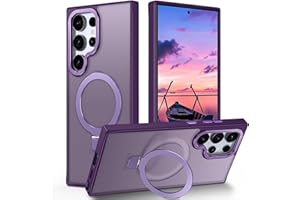 STERKER Designed for Samsung Galaxy S25 Ultra Case Magnetic Ring Stand [Military Grade Drop Protection][Compatible with Magnetic] Translucent Slim S25 Ultra, Purple