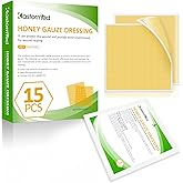 Manuka Honey Wound Care, Honey Gauze Dressing 2" x 2" - Pack of 15, 100% Medical Grade Honey Patch for Faster Healing from Burns, Abrasions, Cuts and Lacerations.