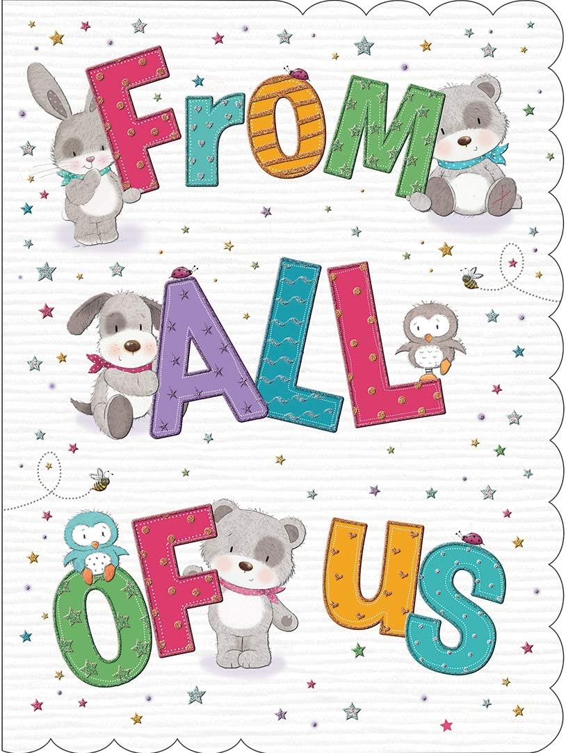 Piccadilly Greetings Cute Large Card From All Of Us - 12 x 9 inches, White