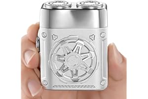 Mini Electric Shaver, Kongeeker M32 Travel Shaver for Men with Zinc Alloy Body, Travel Lock,LCD,USB-C Rechargeable. Compact Face Shaver for Men for Quick Touch-ups,Travel,or 1/2/3 Day Beard Use.Silver