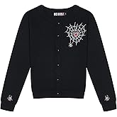 Ro Rox Loveweb Cardigan - Goth Embroidery Spider Web Heart, Long Sleeve Top