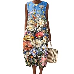 Women's Dresses Summer Fall Cotton Linen Midi