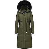CREATMO US Women's Long Winter Coat Warm Waterproof Puffer Jacket Snow Quilted Bubble Parka with Hood